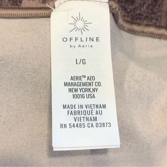 AERIE OFFLINE Real Me High Waisted Printed Legging Size Large Cocoa Cream - Picture 8 of 11